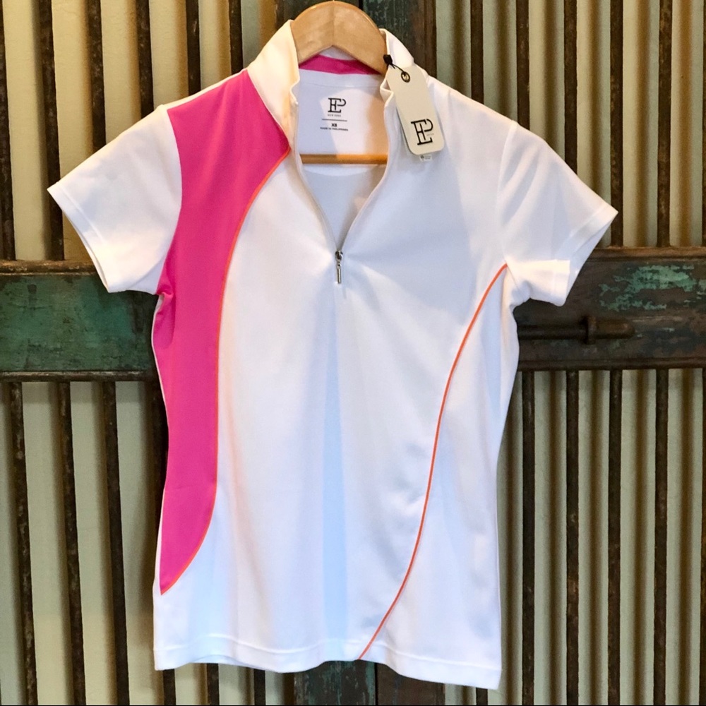 NWT EP Pro  golf  XS zip collar polo white & pink